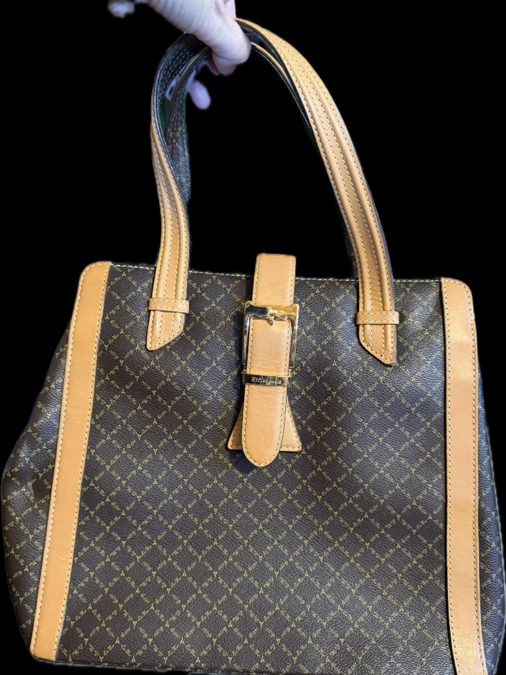 La Tour Eiffel Paris Monogram Handbag Tan Leather Gold Hardware UNUSED Dust Bag